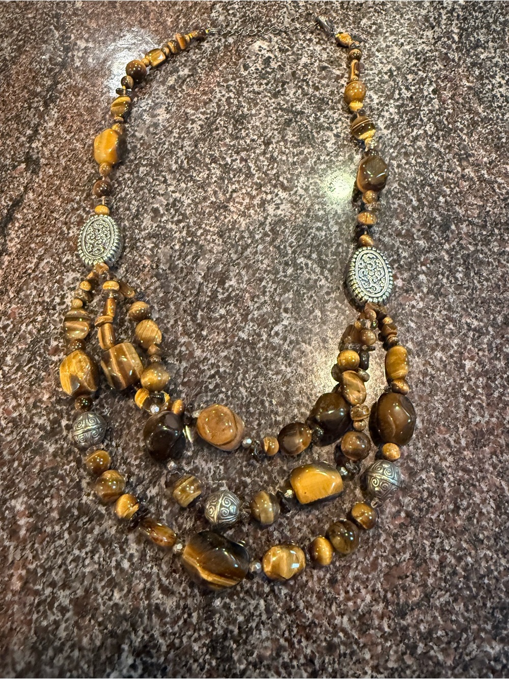 Lia Sophia Vintage Boho Tiger's Eye Multi-Strand Layered Statement Necklace